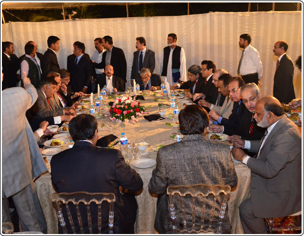 The VIP dinner table with all the dignitaries