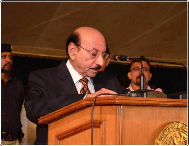 The Chief Guest, Mr. Syed Qaim Ali Shah, Chief Minister Sindh, addressing 
the audience